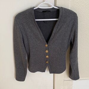 Zara Charcoal Cardigan with Gold Buttons